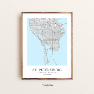St. Petersburg Florida Map Art Print: Custom Cityscape Poster