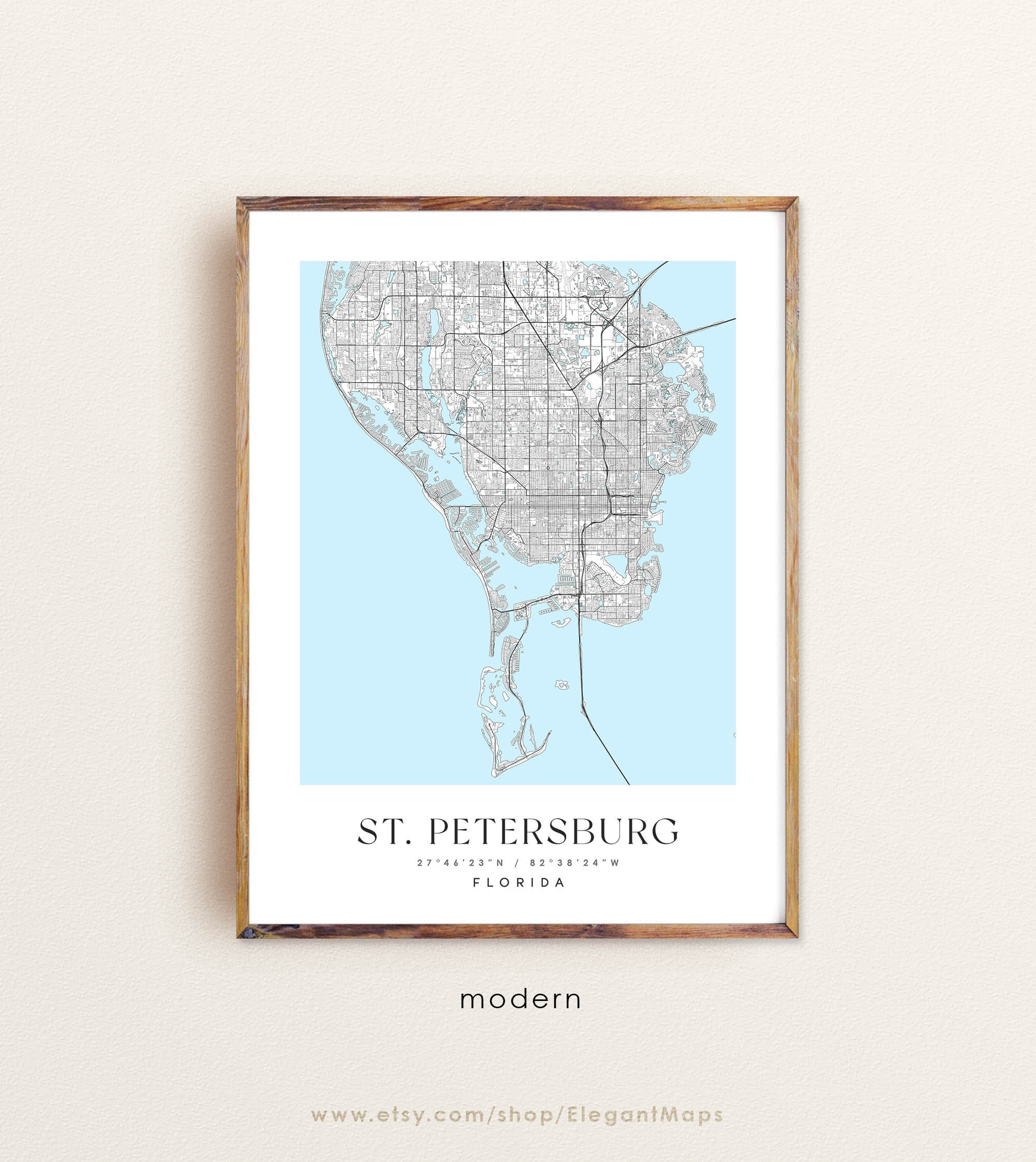 St. Petersburg Florida Map Art Print: Custom Cityscape Poster - Etsy, image size:2000x2244