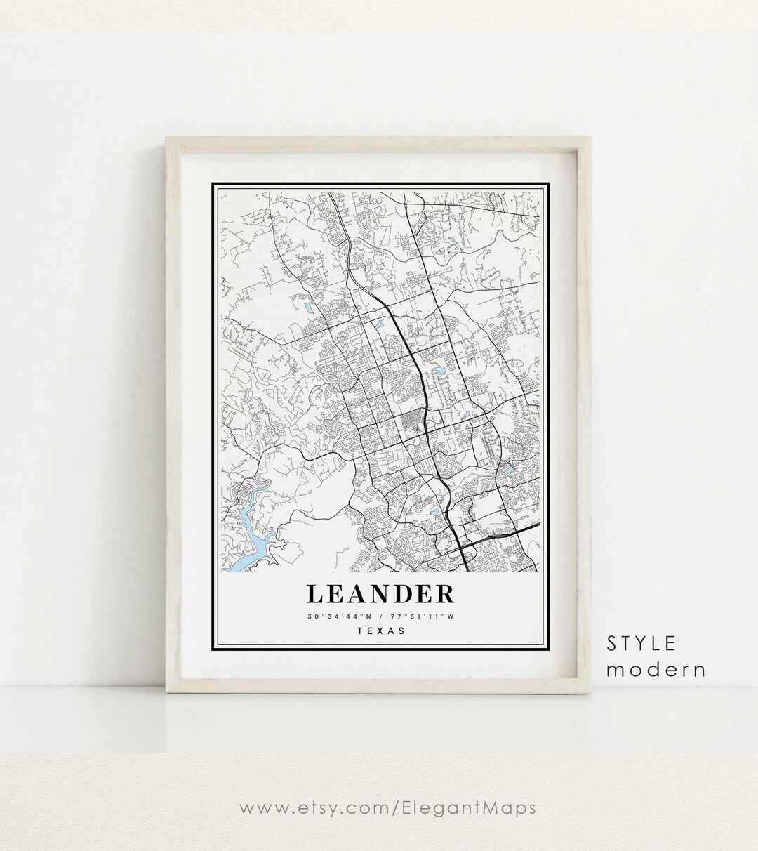 Leander Texas Map Leander TX Map Leander City Map Leander - Etsy