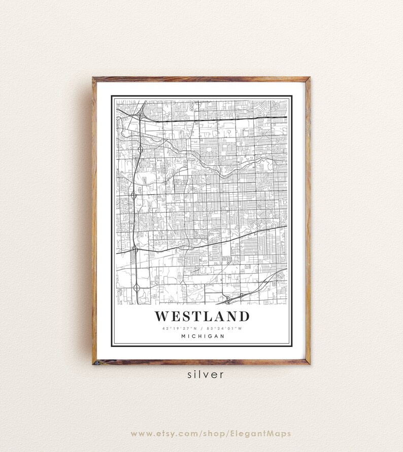 Westland art Westland city map Custom city map Westland map Westland print Westland Michigan map Westland MI map Westland poster