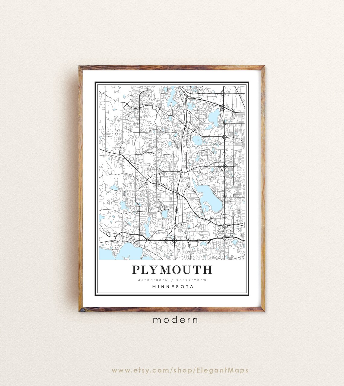 Plymouth Minnesota map Plymouth MN map Plymouth city map Etsy