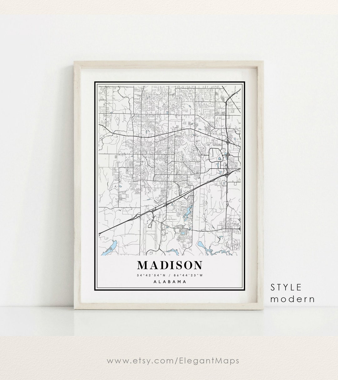 Madison Alabama Map Madison AL Map Madison City Map Madison - Etsy