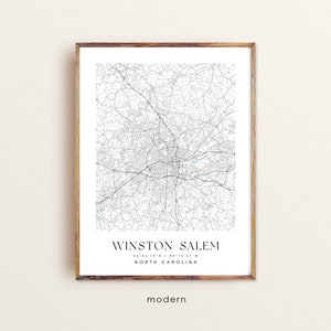 Winston-Salem North Carolina map, Winston-Salem NC map, Winston Salem city print, Winston-Salem poster, Winston-Salem art, Custom city map