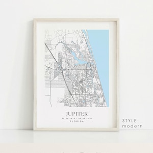 Jupiter Florida Map Art Print: Custom City Wall Art