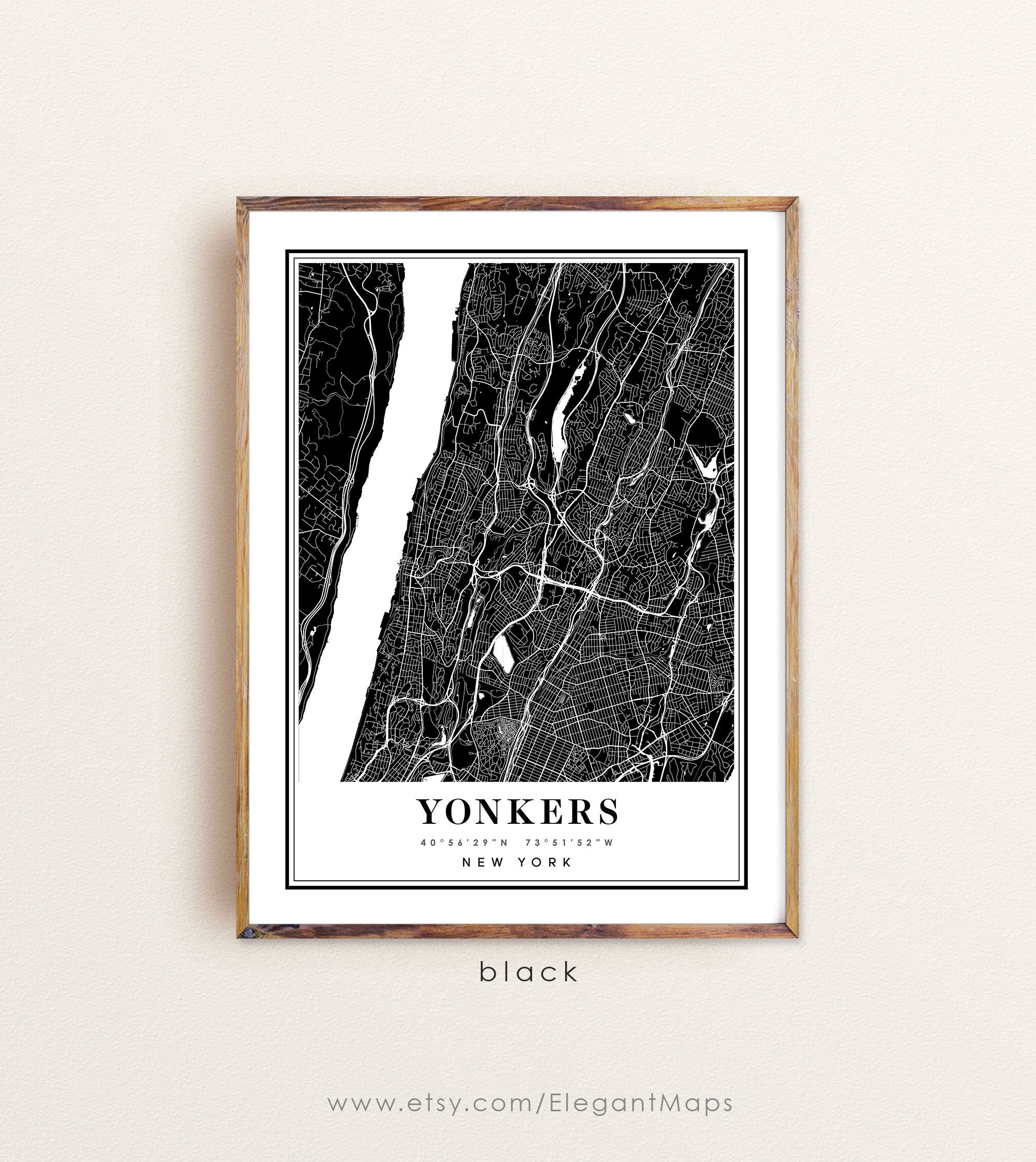 Yonkers New York Map Yonkers NY Map Yonkers City Map Etsy