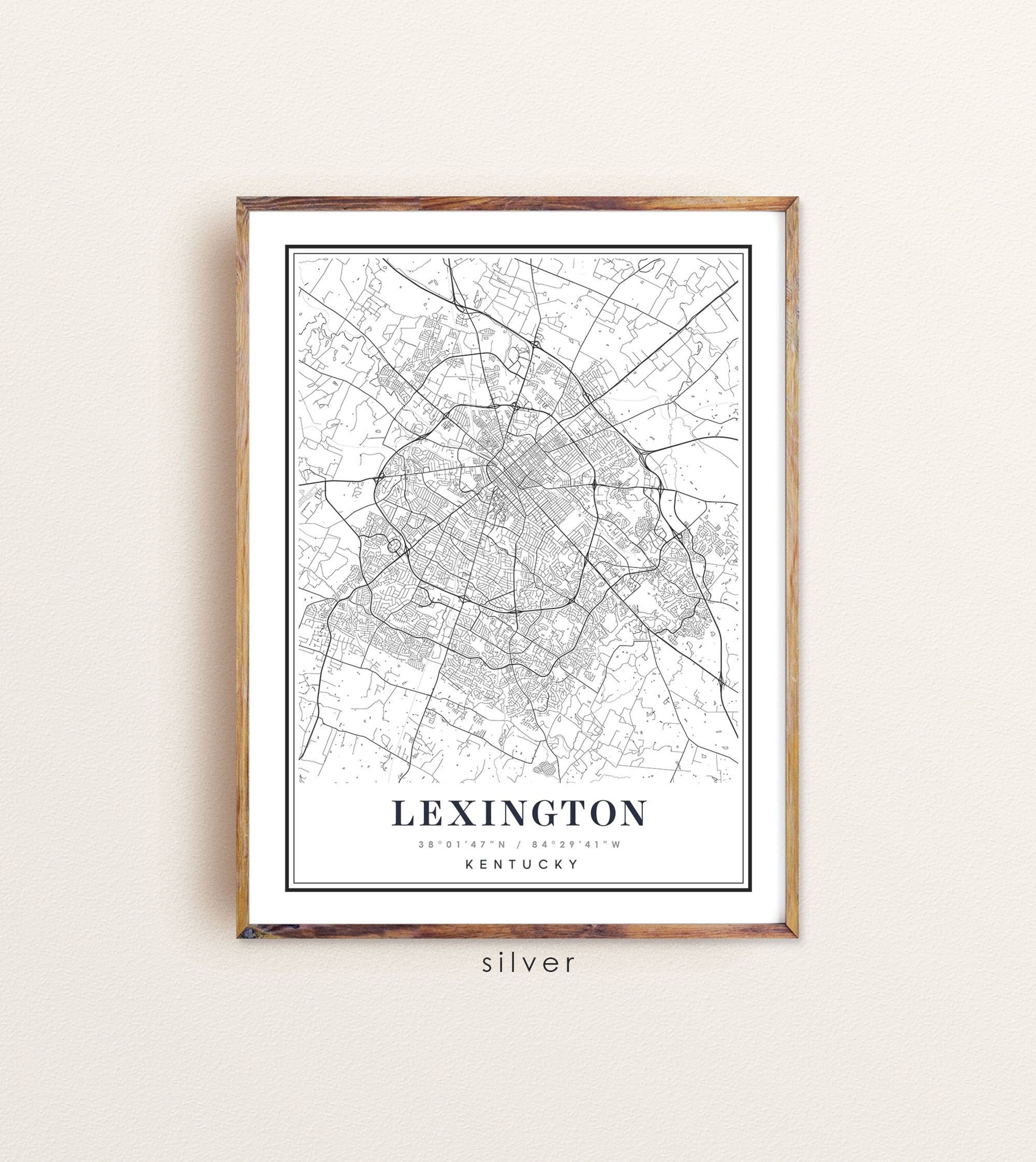 Lexington Kentucky Map Lexington KY Map Lexington City Map Etsy