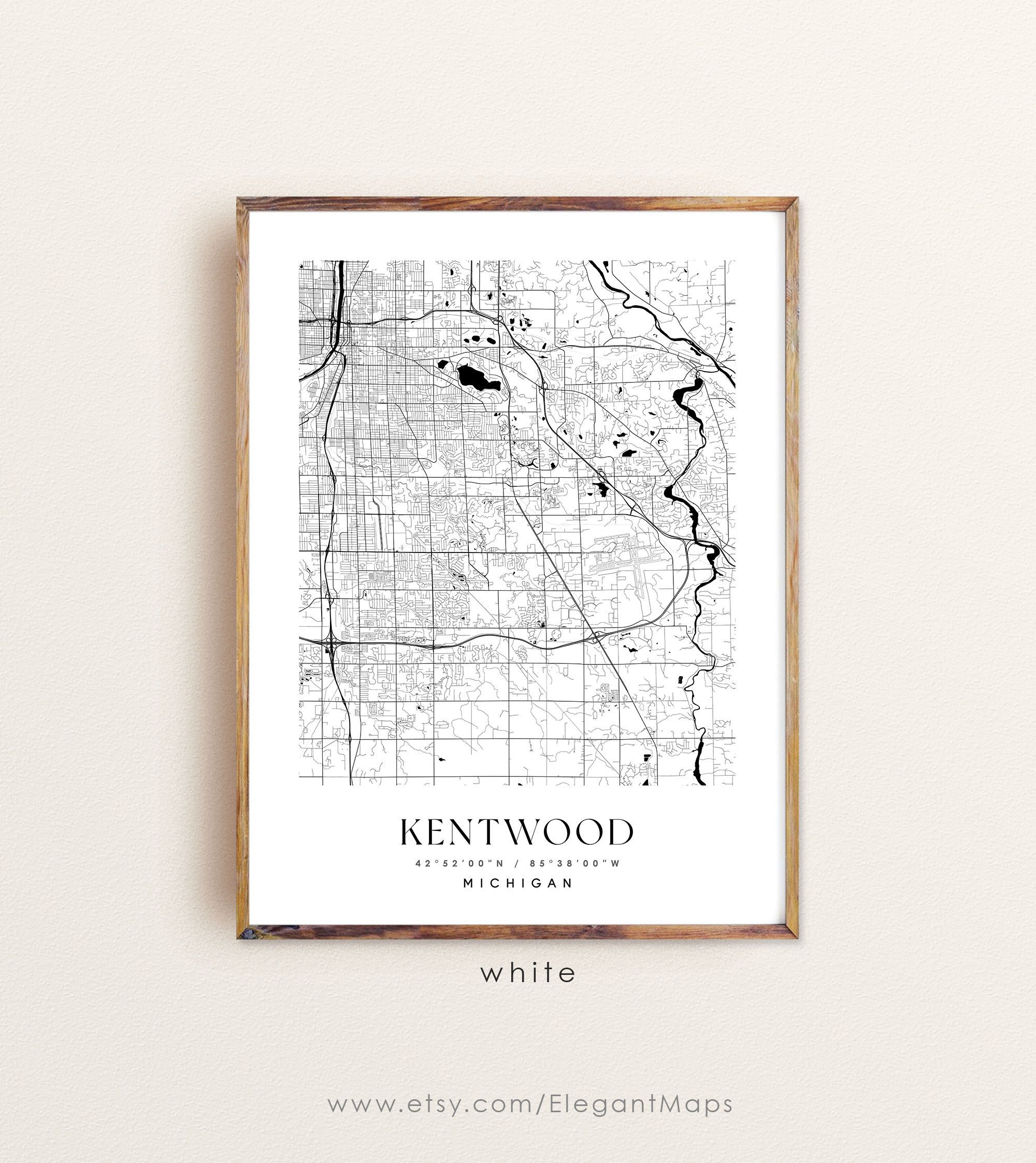 Kentwood Michigan Map Kentwood MI Map Kentwood City Print Etsy