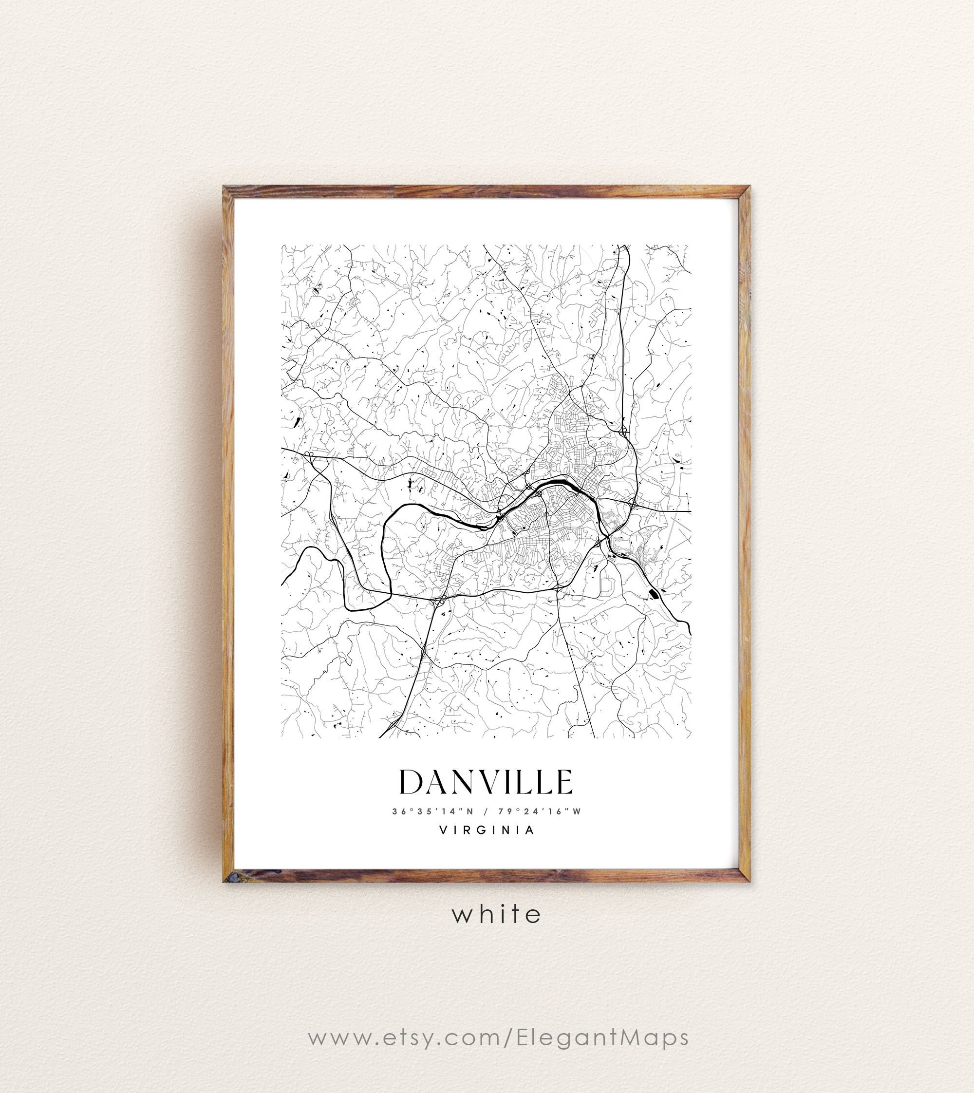 Danville Virginia Map Danville VA Map Danville City Print Etsy