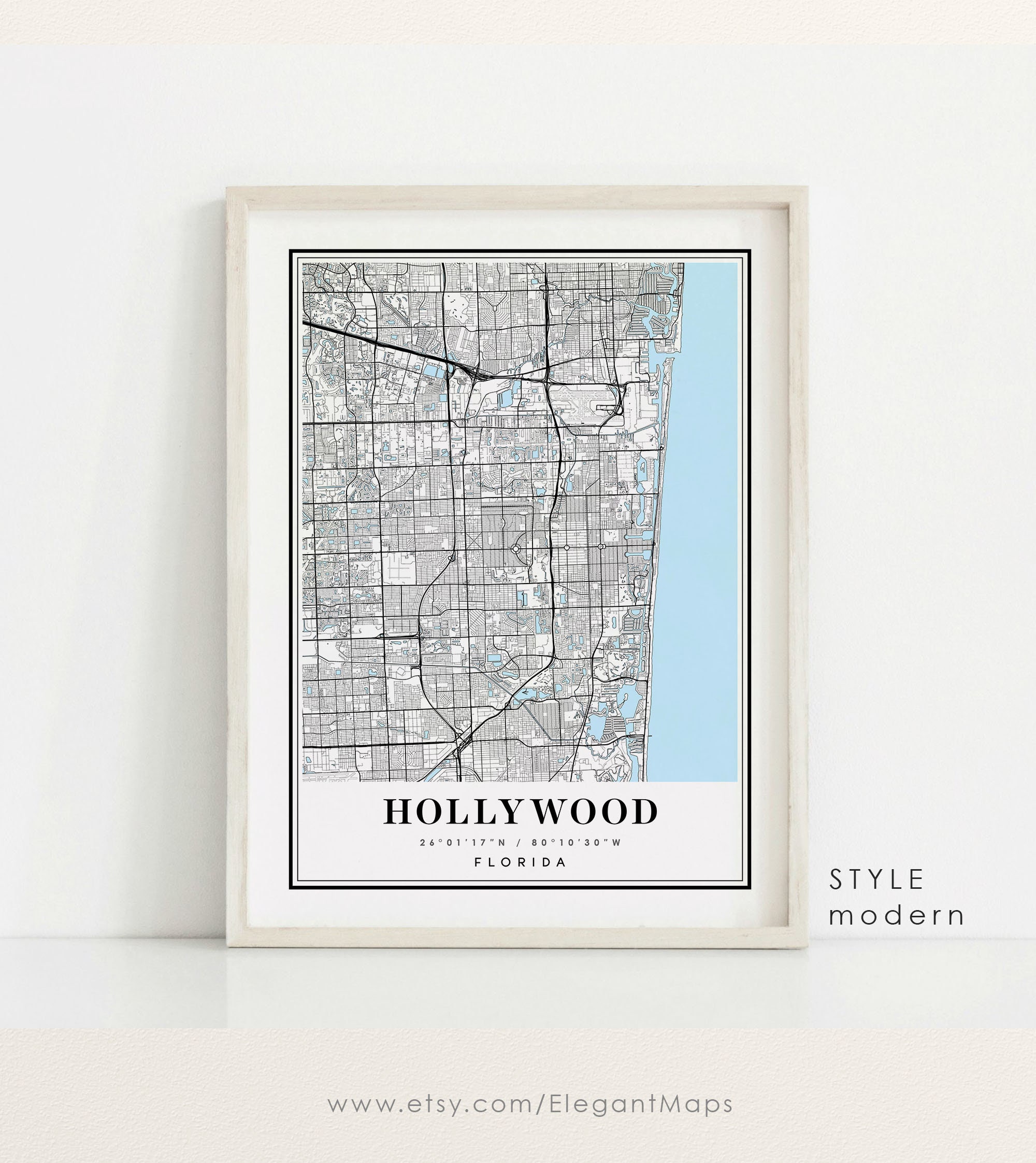 Hollywood Florida Map Hollywood - Il Fullxfull.3450822752 6k5r 