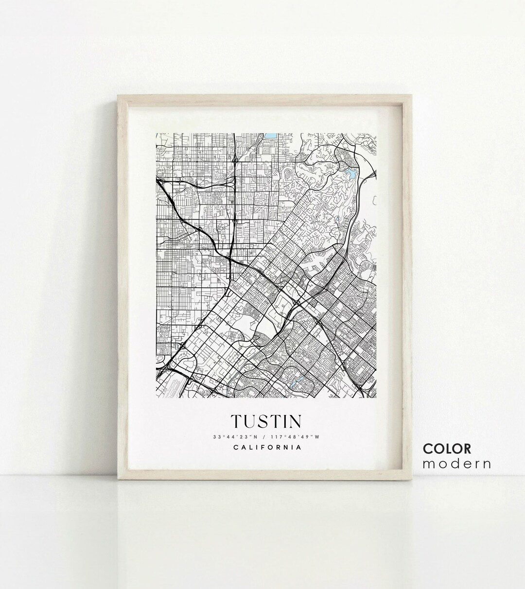 Tustin California Map Art: Modern City Print - Etsy