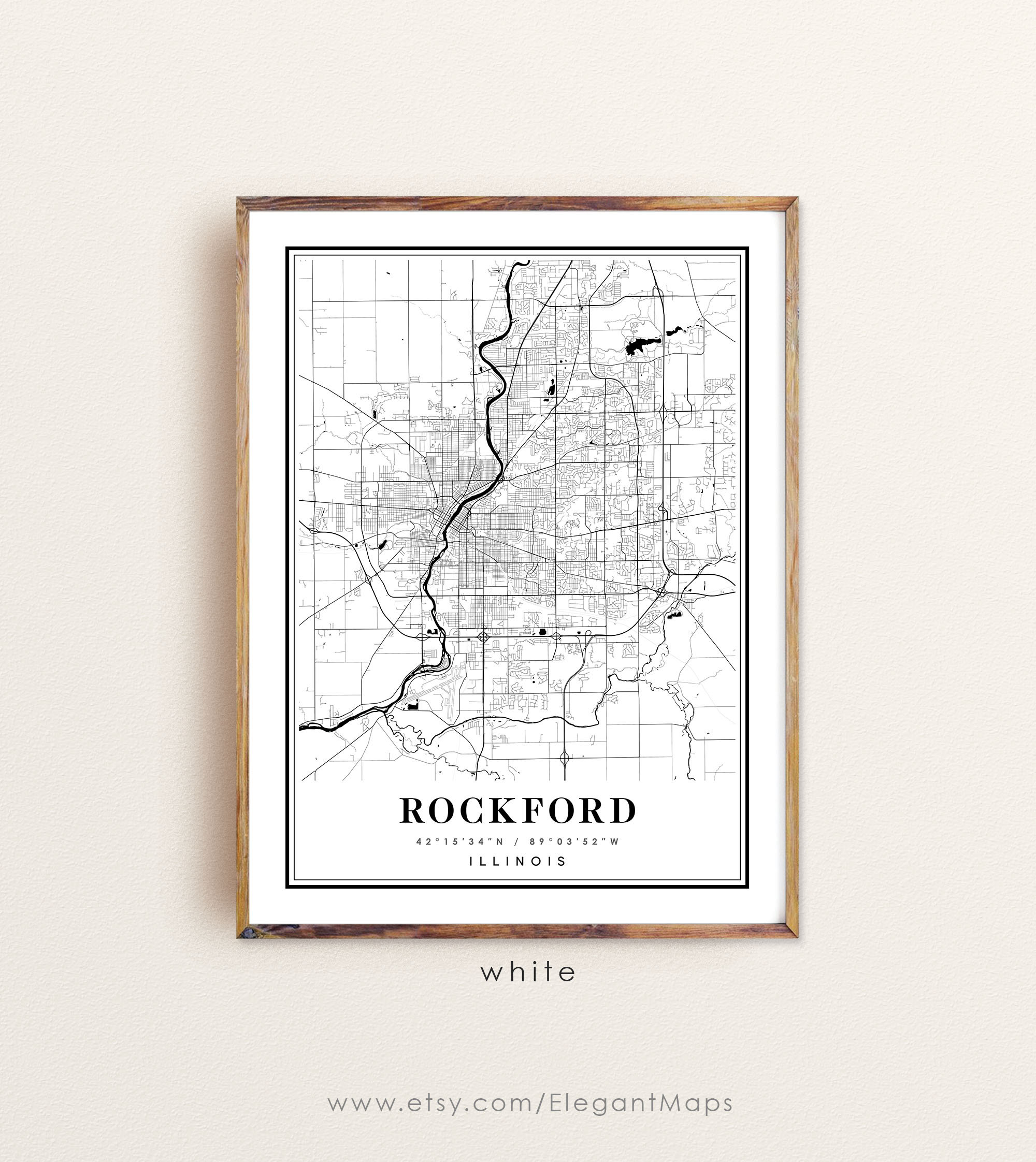Rockford Illinois Map Rockford IL Map Rockford City Map Etsy