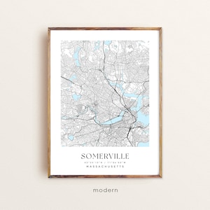 Somerville Massachusetts Map Print: Custom City Wall Art