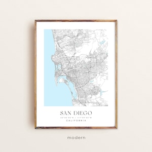 San Diego California map, San Diego CA map, San Diego city print, San Diego poster, San Diego art, Custom city map, Wall Art