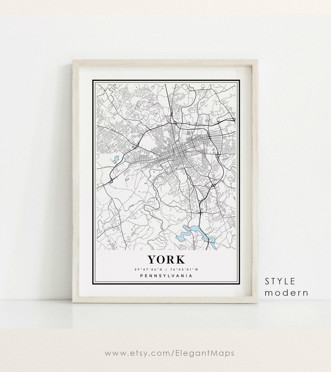 York Pennsylvania Map York PA Map York City Map York Print - Etsy
