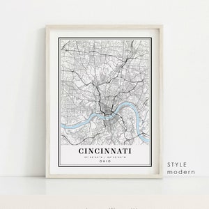 Cincinnati Ohio map, Cincinnati OH map, Cincinnati city map, Cincinnati print, Cincinnati poster, Cincinnati art, Cincinnati map, Custom map