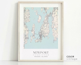 Newport Rhode Island Map Print: Minimalist City Wall Art