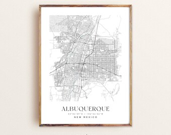 Albuquerque New Mexico Map Art Print: Custom Cityscape Wall Art
