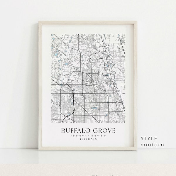 Buffalo Grove Il Map Art Etsy