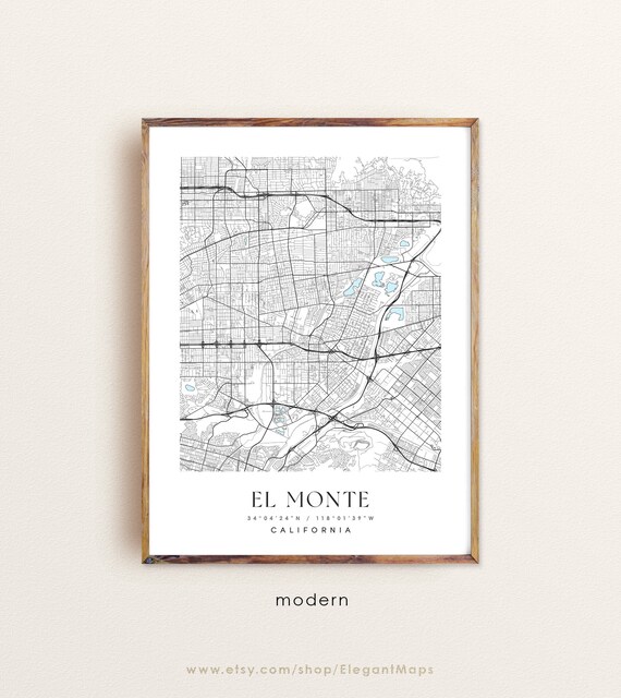 El Monte California Map El Monte CA Map El Monte City Print Etsy