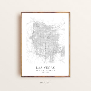 Las Vegas City Map Art Print: Nevada, Custom Colors Available