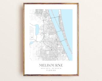 Melbourne Florida Map Print: Custom City Wall Art