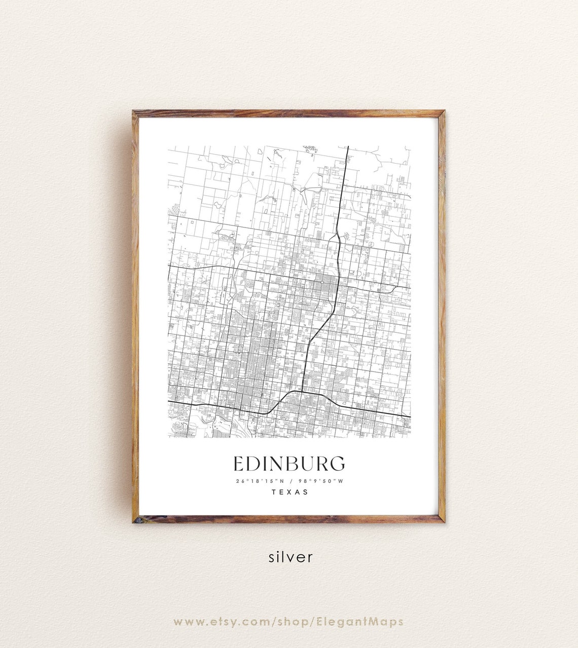 Edinburg Texas Map Edinburg TX Map Edinburg City Print Etsy