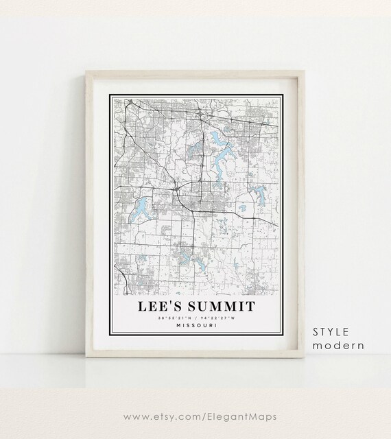 Missouri MO USA Map Poster Lee/'s Summit Map Print Lee/'s Summit City Map Lee/'s Summit Wall Art City Street Road Map