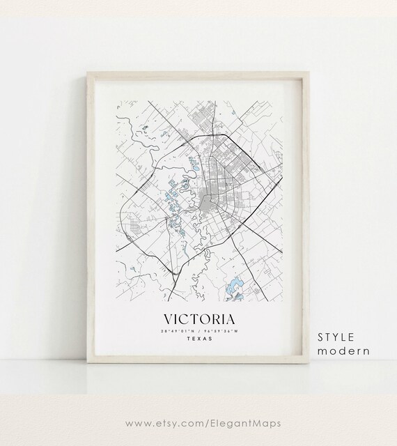 Victoria Texas Map Victoria TX Map Victoria City Print - Etsy