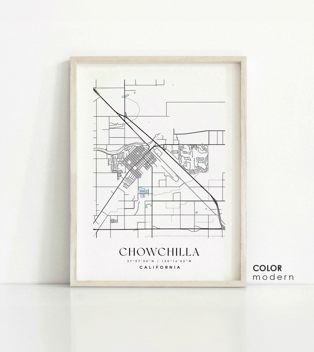 Chowchilla CA City Print Map