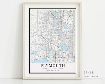 Plymouth Minnesota map, Plymouth MN map, Plymouth city map, Plymouth print, Plymouth poster, Plymouth art, Plymouth map, Custom city map