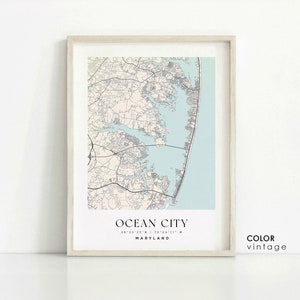 Ocean City MD map, Ocean City Maryland map, Ocean City print, Ocean City poster, Ocean City art, Custom city map