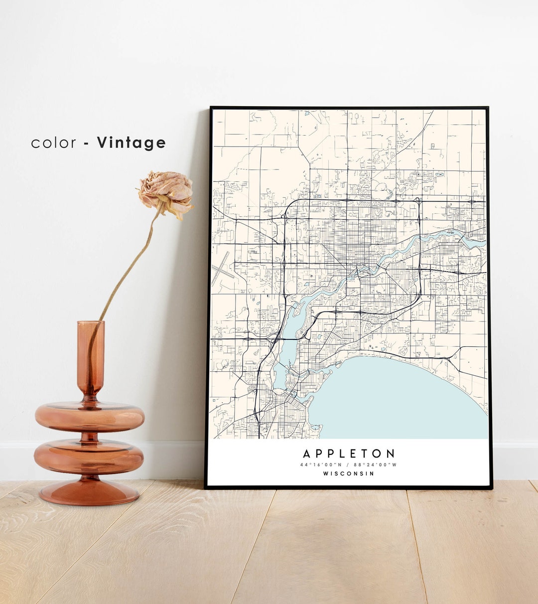 APPLETON WI Map Poster Print Art Appleton Wisconsin city map Etsy.de