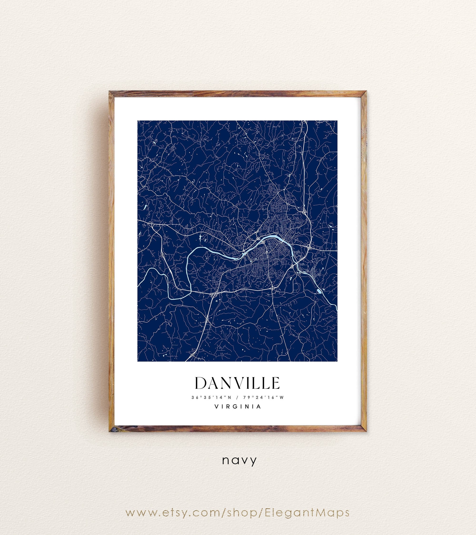 Danville Virginia Map Danville VA Map Danville City Print Etsy