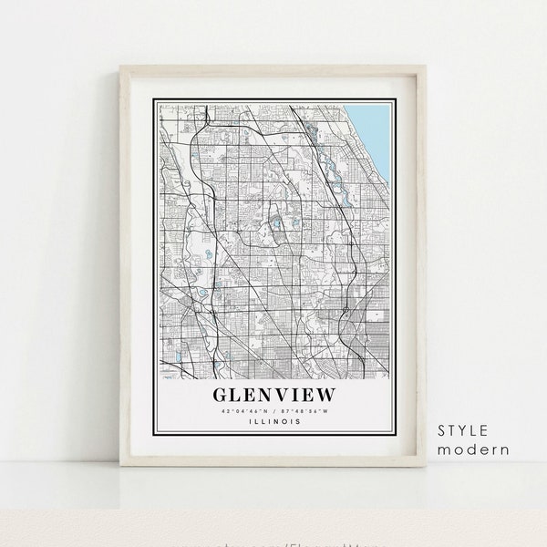 Glenview Map Print Etsy