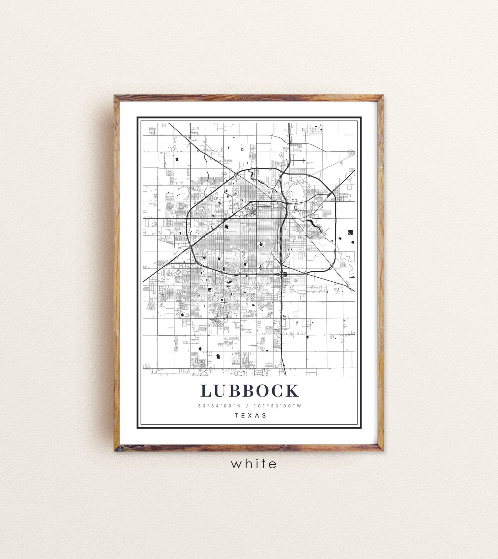 Lubbock Texas map Lubbock TX map Lubbock city map Lubbock | Etsy