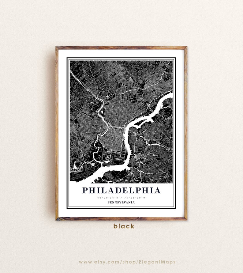 Philadelphia PA map Philadelphia print Philadelphia map art Philadelphia Pennsylvania map Philadelphia city map Philadelphia poster