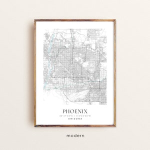 Phoenix Arizona Map Art Print: Custom Cityscape Poster