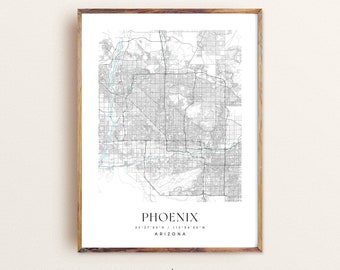 Phoenix Arizona Map Art Print: Custom Cityscape Poster