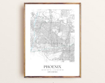 Phoenix Arizona map, Phoenix AZ map, Phoenix city print, Phoenix poster, Phoenix art, Custom city map, Wall Art