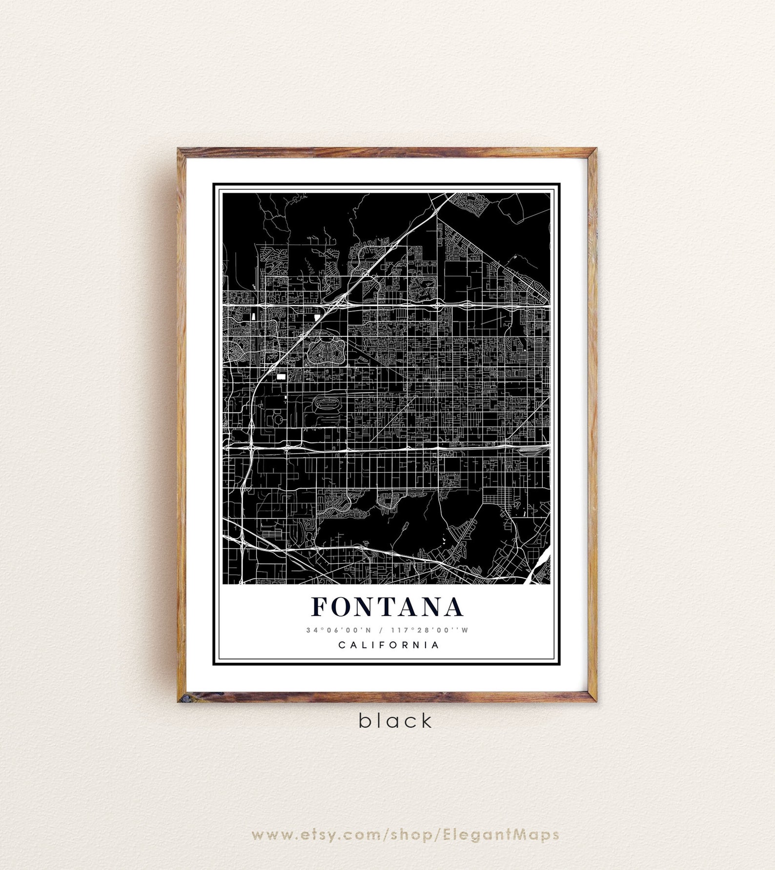Fontana California map Fontana CA map Fontana city map Etsy