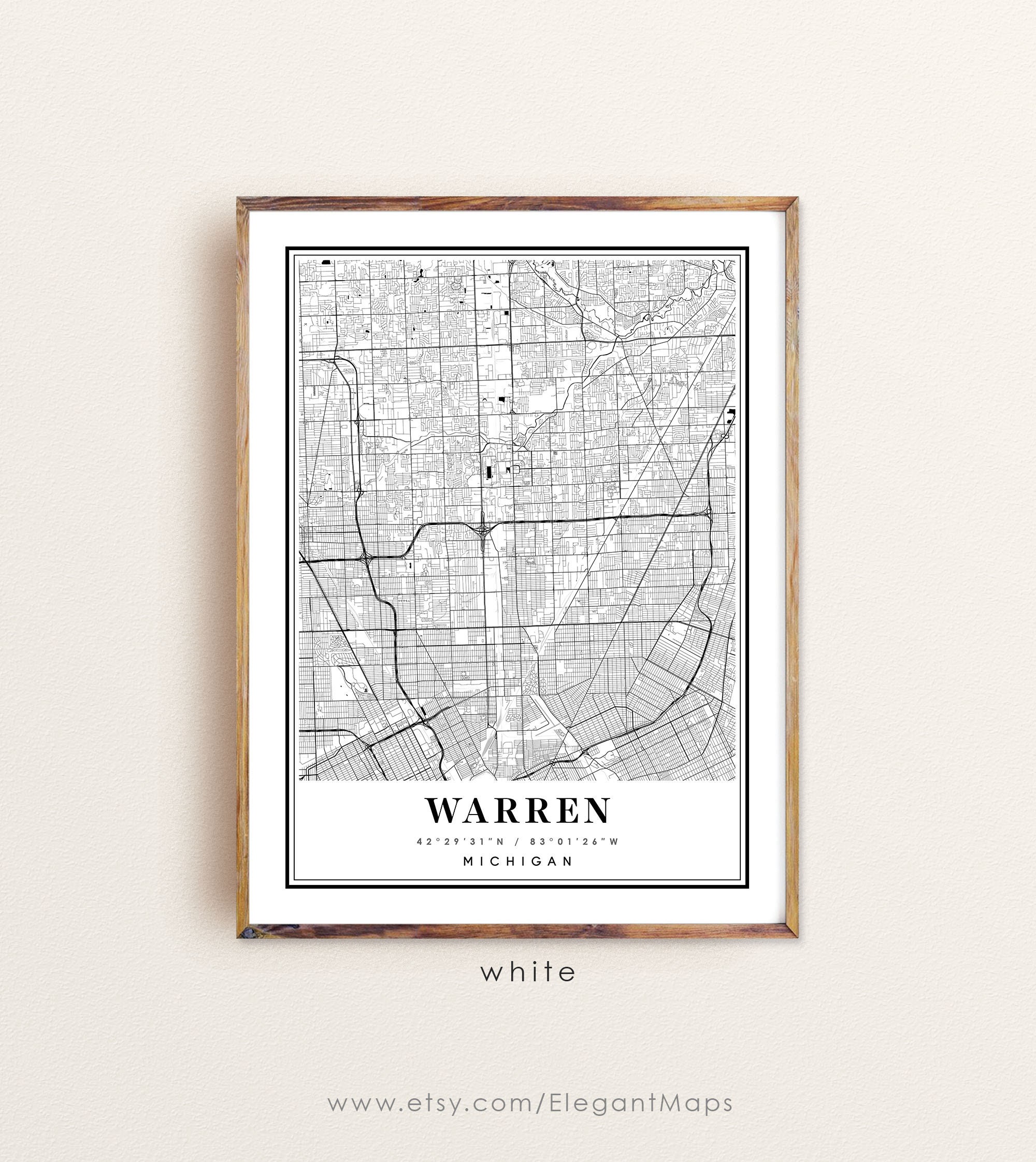 Warren Michigan Map Warren MI Map Warren City Map Warren | Etsy