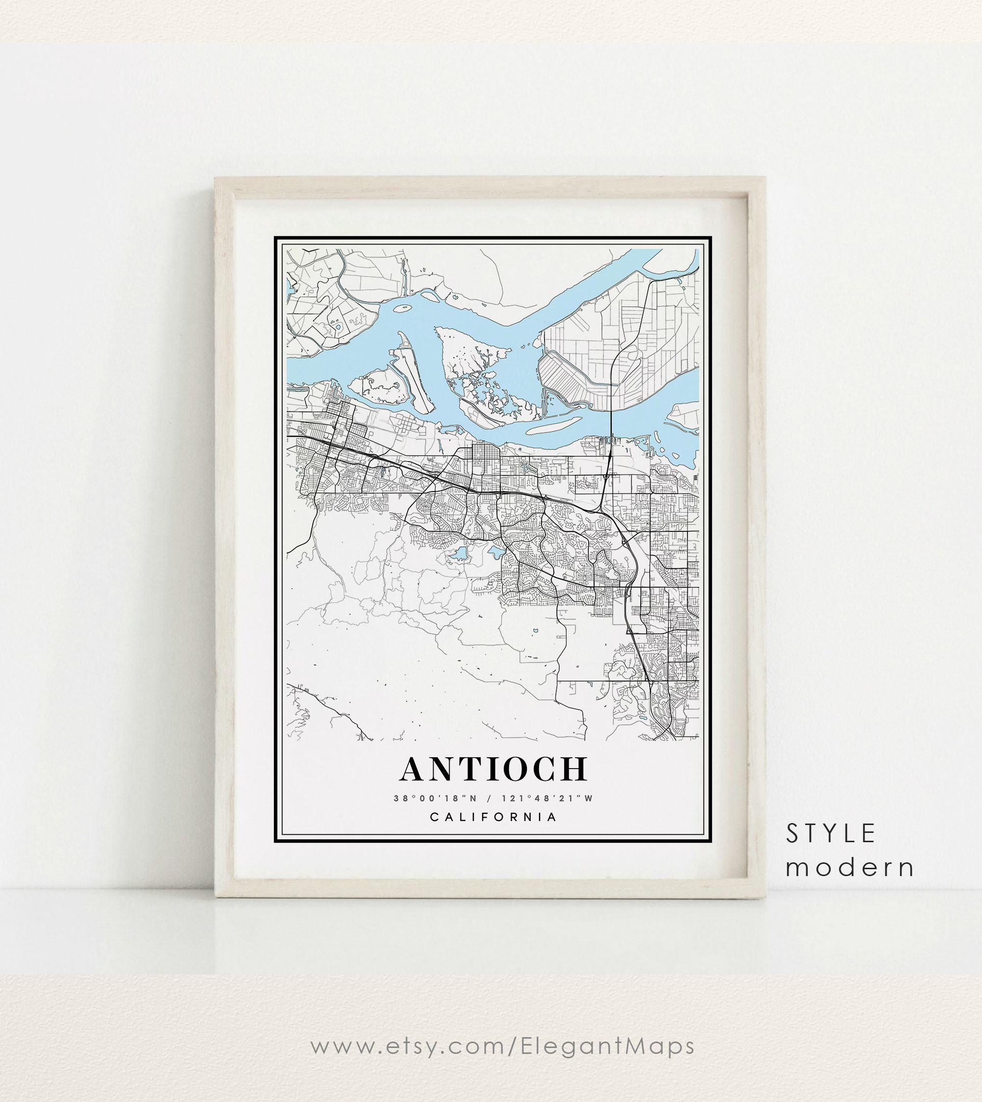 Antioch California Map Antioch CA Map Antioch City Map - Etsy