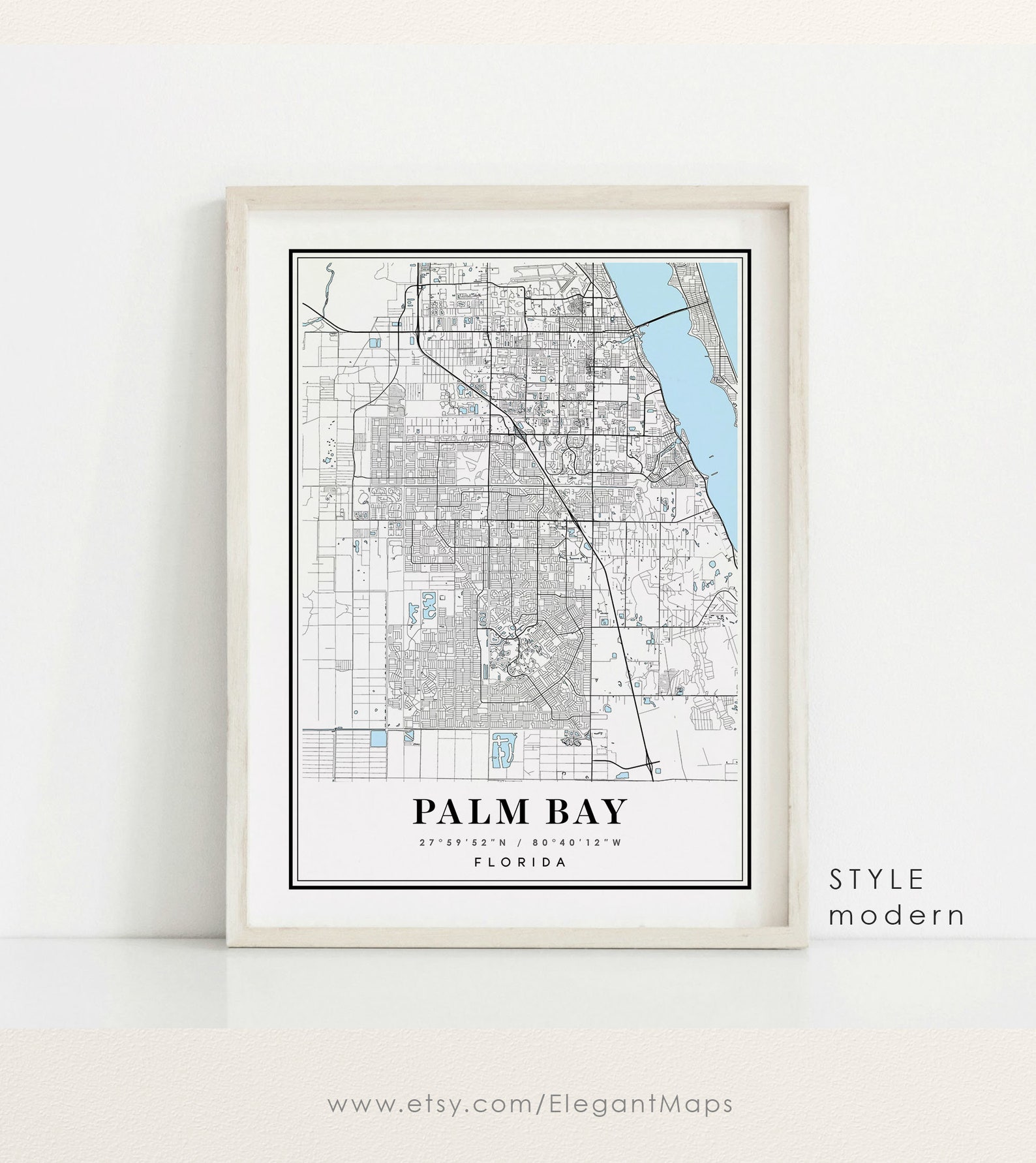 Palm Bay Florida Map Palm Bay FL Map Palm Bay City Map Palm | Etsy