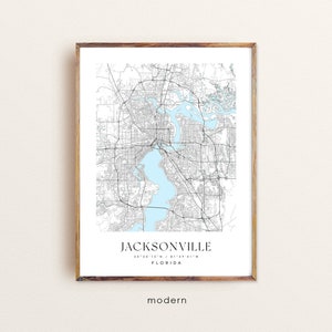 Jacksonville Florida Map Art Print: Custom Cityscape Poster