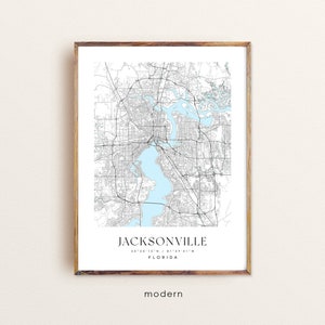 Jacksonville Florida map, Jacksonville FL map, Jacksonville city print, Jacksonville poster, Jacksonville art, Custom city map, Wall Art