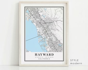 Hayward California map, Hayward CA map, Hayward city map, Hayward print, Hayward poster, Hayward art, Hayward map, Custom map prints