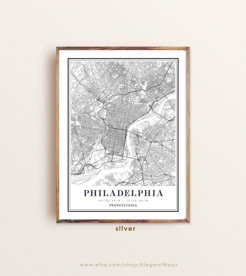Philadelphia PA map Philadelphia print Philadelphia map art Philadelphia Pennsylvania map Philadelphia city map Philadelphia poster