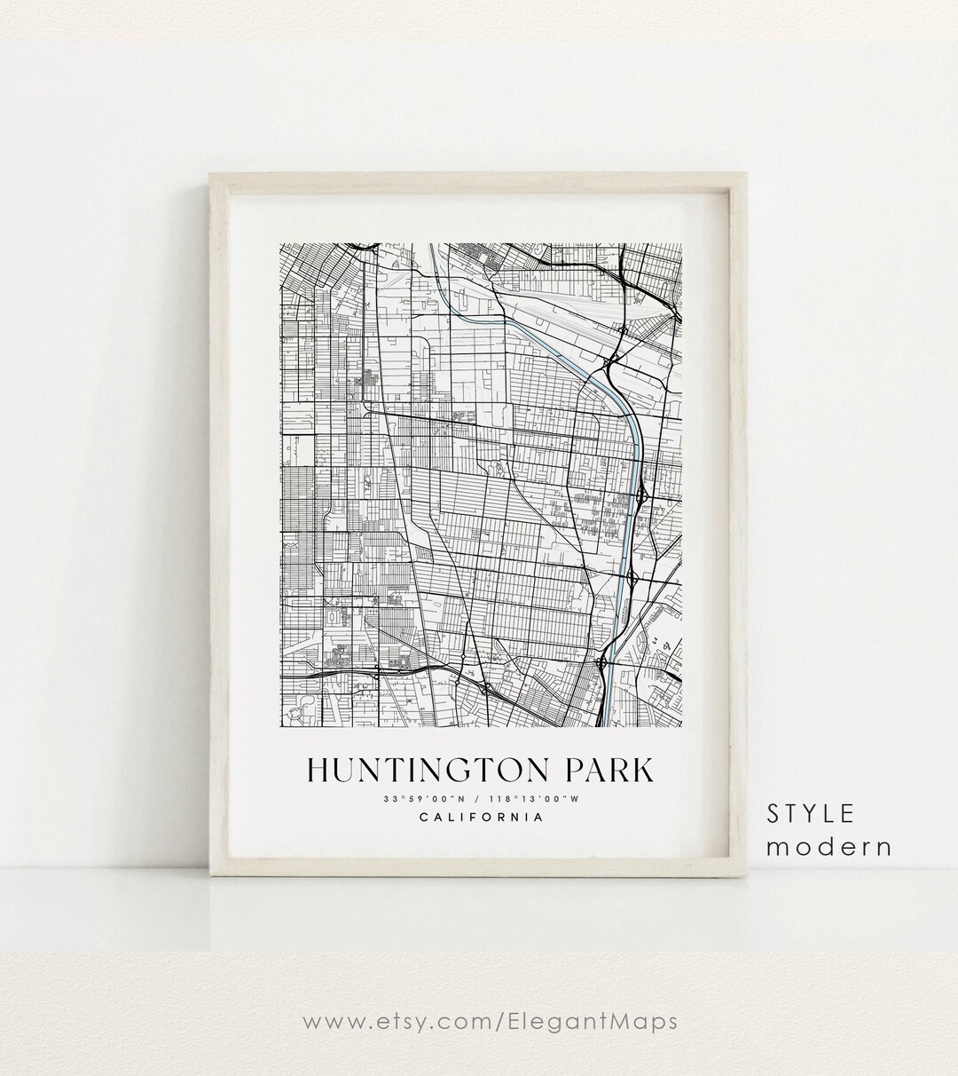 Huntington Park California Map Huntington Park CA Map Etsy
