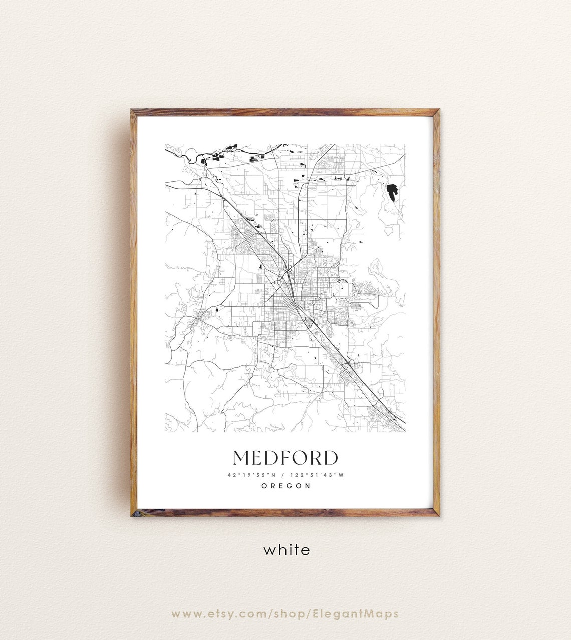 Medford Oregon Map Medford OR Map Medford City Print Etsy UK