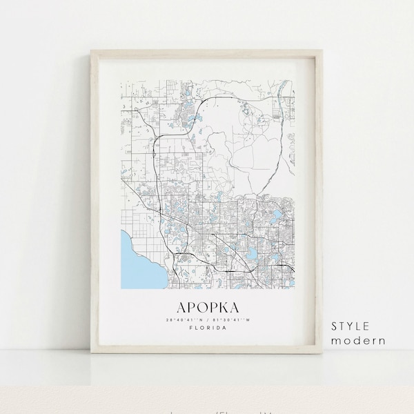 Apopka Florida map, Apopka FL map, Apopka city print, Apopka poster, Apopka art, Custom city map, Wall Art